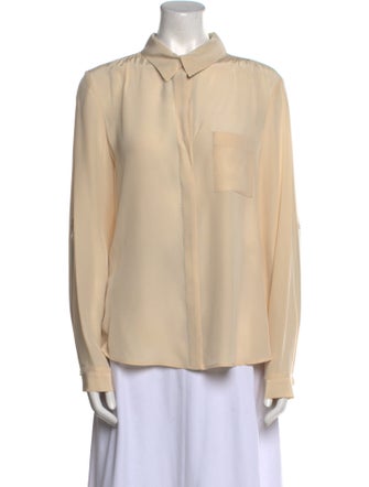 Diane von Furstenberg Silk Mock Neck Button-Up Top