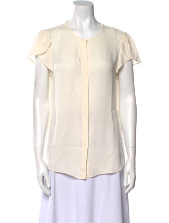 Diane von Furstenberg Silk Crew Neck Button-Up Top