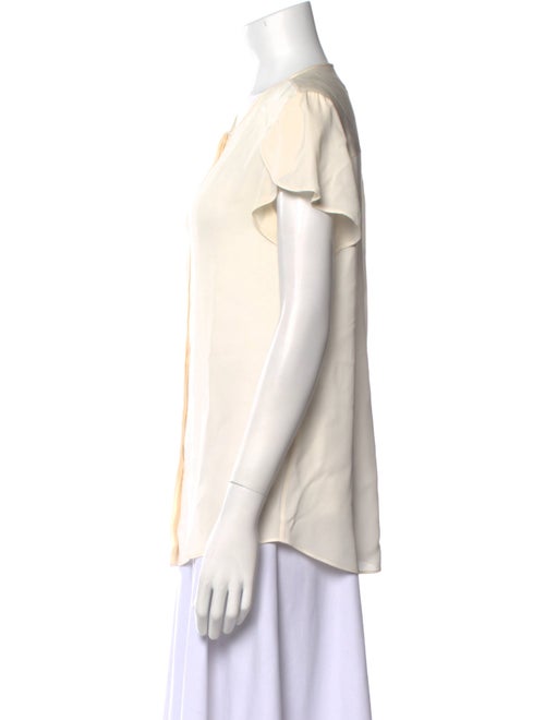 Diane von Furstenberg Silk Crew Neck Button-Up Top