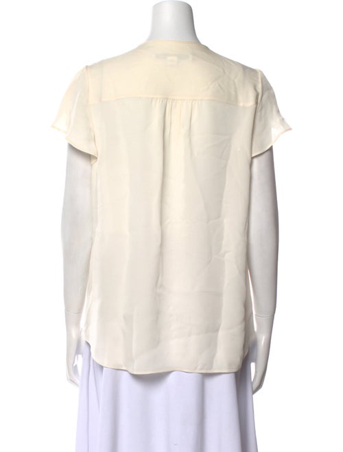 Diane von Furstenberg Silk Crew Neck Button-Up Top