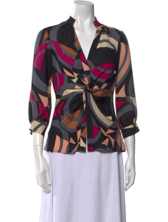 Diane von Furstenberg Silk Printed Button-Up Top