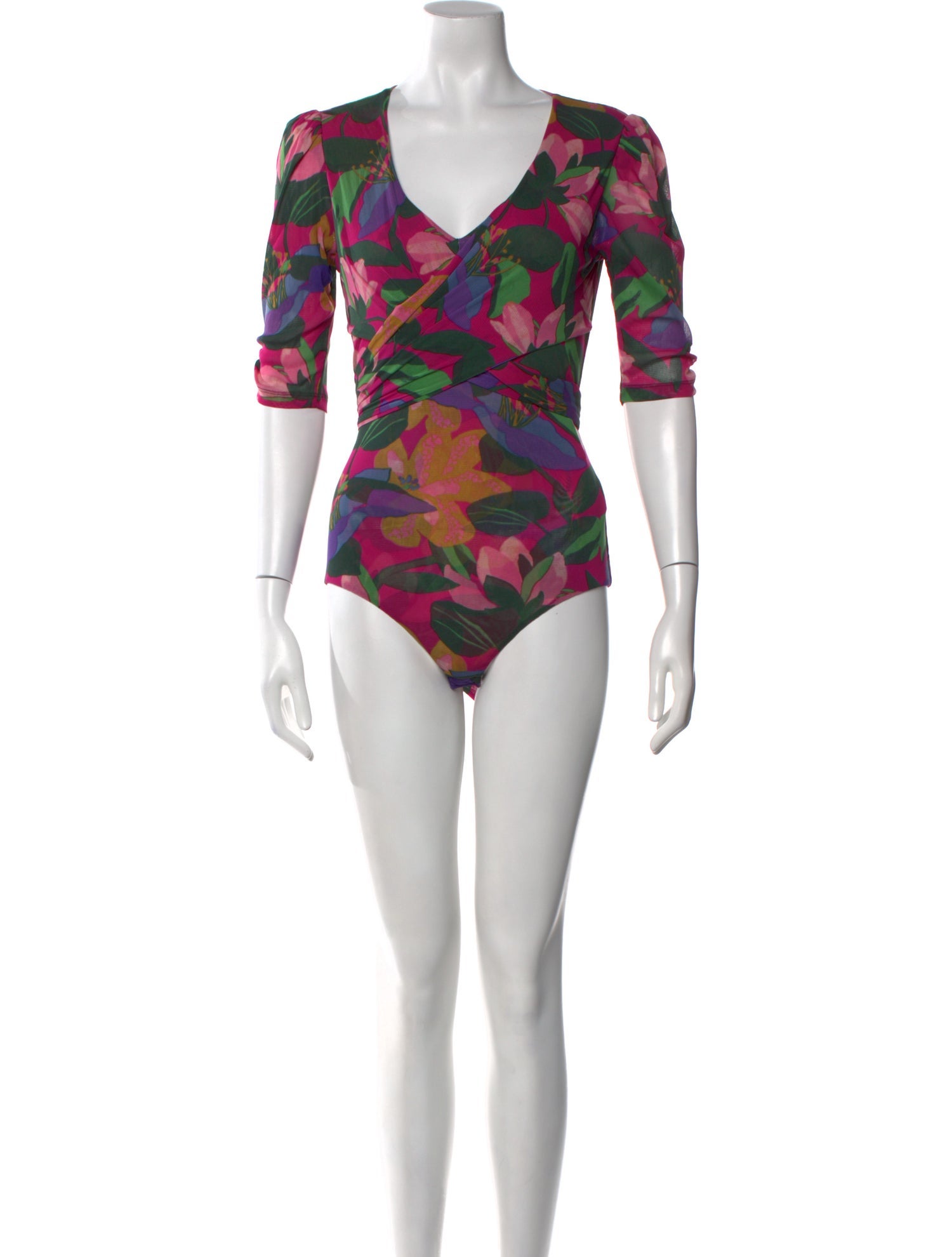 Diane von Furstenberg Nylon Floral Print Bodysuit