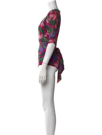 Diane von Furstenberg Nylon Floral Print Bodysuit