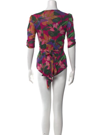 Diane von Furstenberg Nylon Floral Print Bodysuit