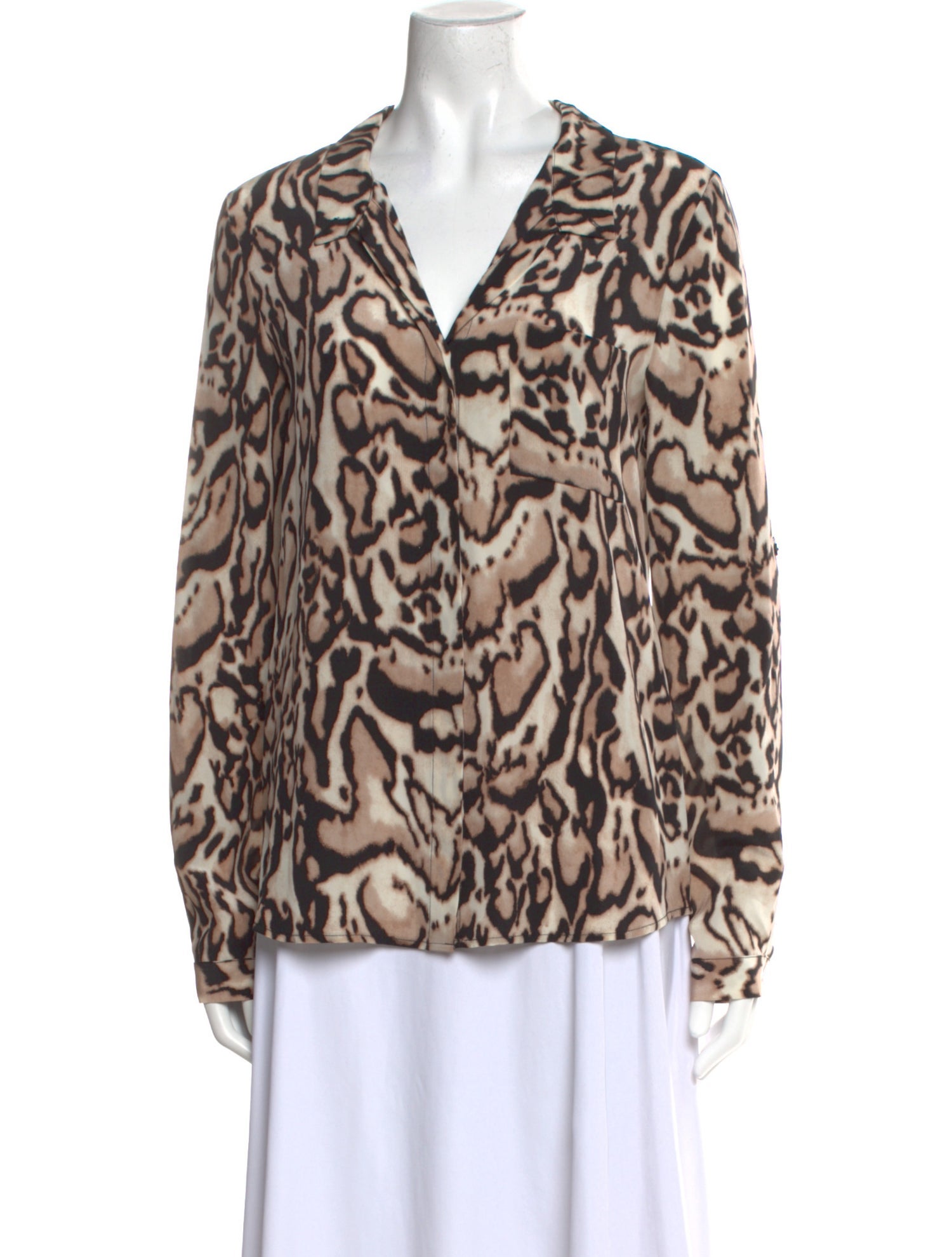 Diane von Furstenberg Animal Print Long Sleeve Blouse