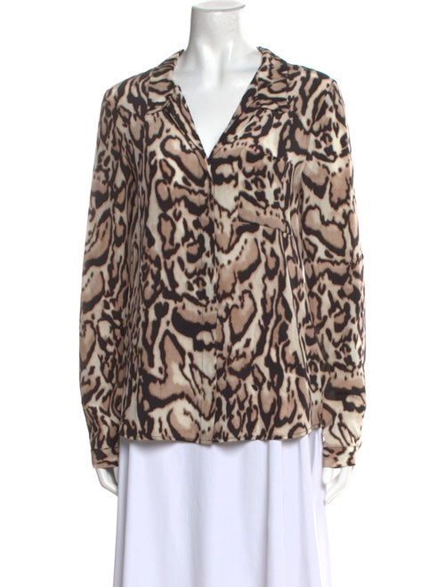 Diane von Furstenberg Animal Print Long Sleeve Blouse