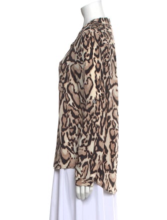Diane von Furstenberg Animal Print Long Sleeve Blouse