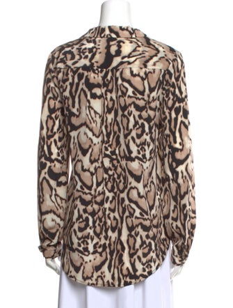 Diane von Furstenberg Animal Print Long Sleeve Blouse