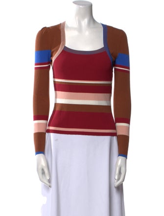Diane von Furstenberg Striped Square Neckline Top