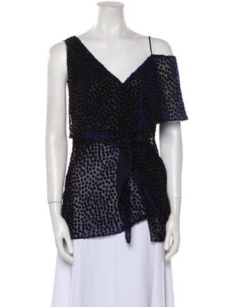 Diane von Furstenberg Polka Dot Print V-Neck Top