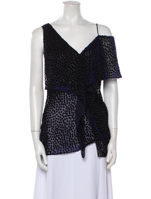 Diane von Furstenberg Polka Dot Print V-Neck Top