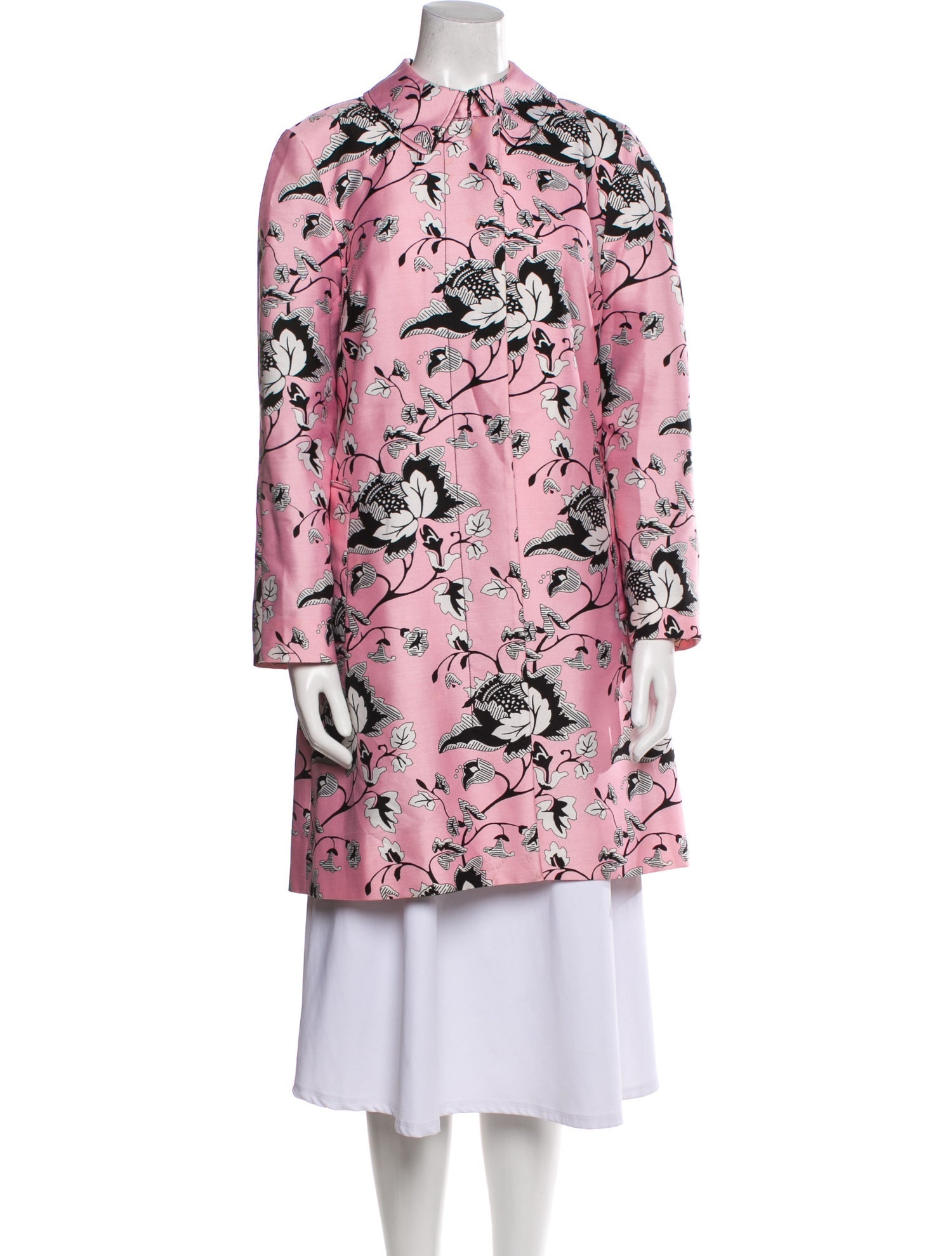 Diane von Furstenberg Wool Floral Print Trench Coat