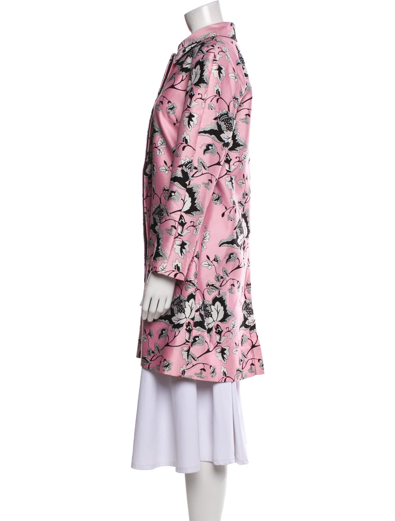 Diane von Furstenberg Wool Floral Print Trench Coat