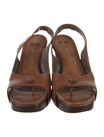 Diane von Furstenberg Leather Lasercut Accents Slingback Sandals