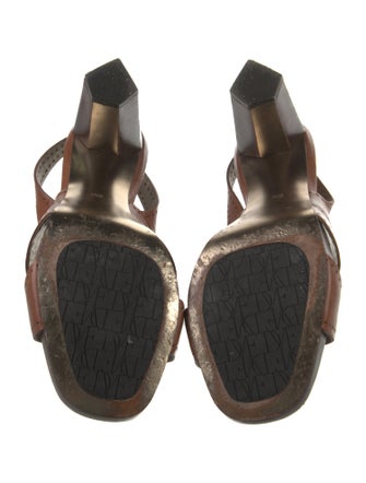 Diane von Furstenberg Leather Lasercut Accents Slingback Sandals