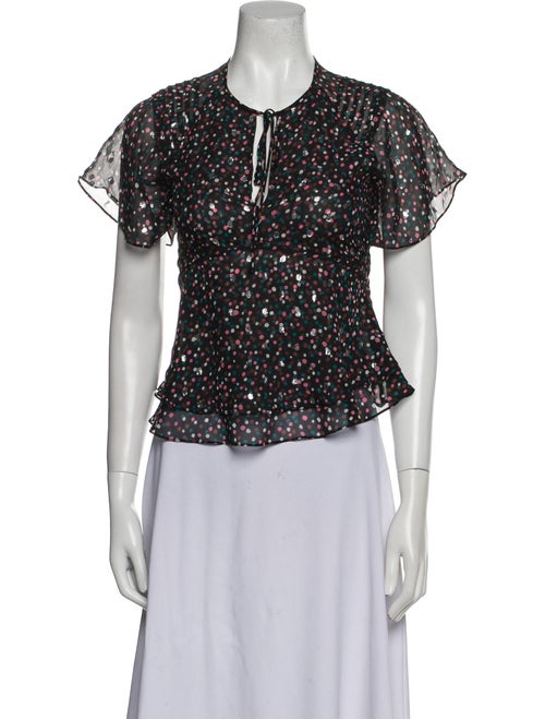 Diane von Furstenberg Polka Dot Print Crew Neck Blouse