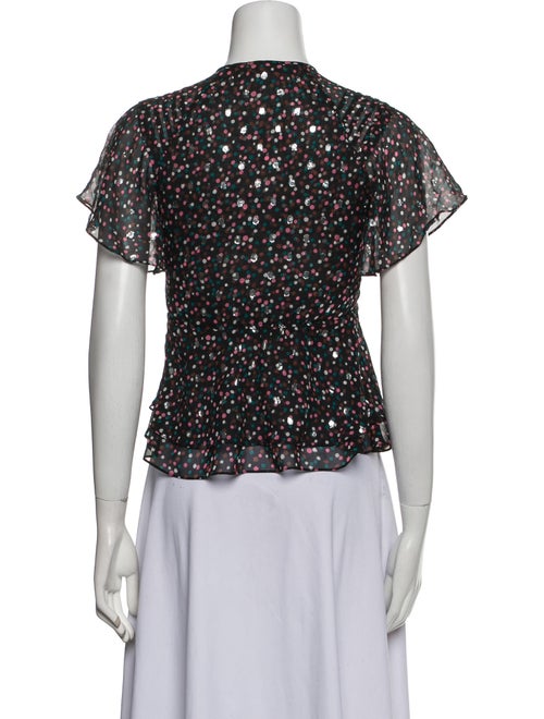 Diane von Furstenberg Polka Dot Print Crew Neck Blouse
