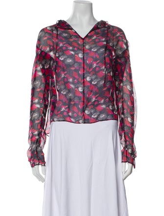 Diane von Furstenberg Floral Print V-Neck Blouse