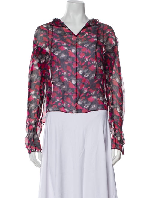 Diane von Furstenberg Floral Print V-Neck Blouse