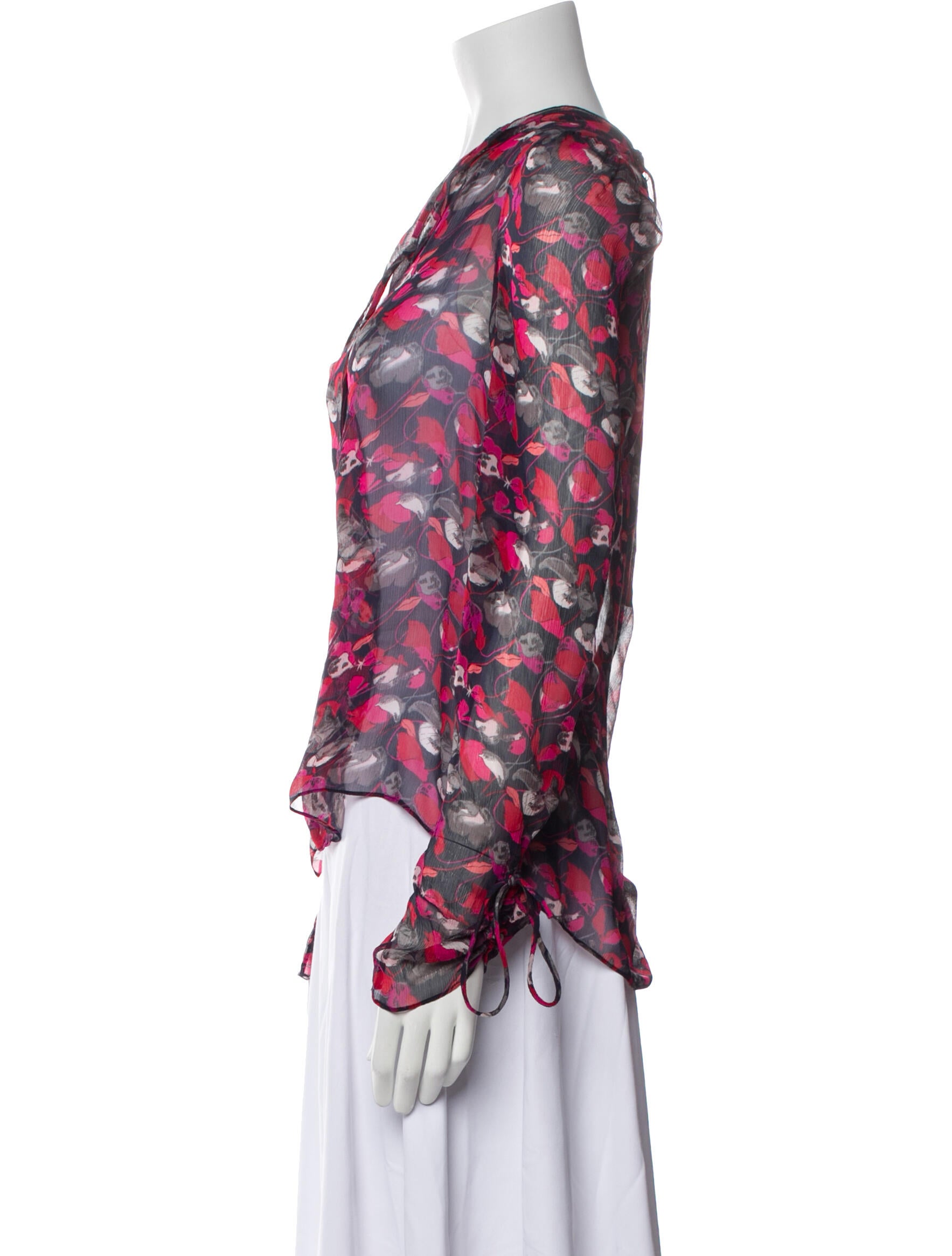 Diane von Furstenberg Floral Print V-Neck Blouse