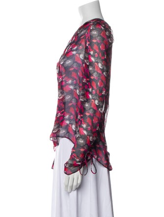 Diane von Furstenberg Floral Print V-Neck Blouse