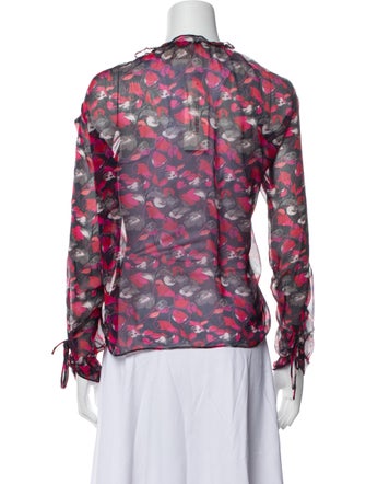 Diane von Furstenberg Floral Print V-Neck Blouse