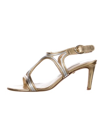Diane von Furstenberg Leather Animal Print T-Strap Sandals