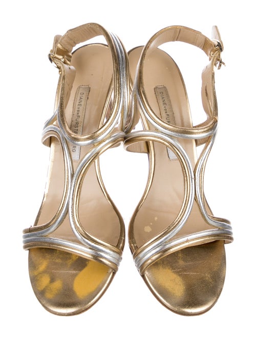 Diane von Furstenberg Leather Animal Print T-Strap Sandals
