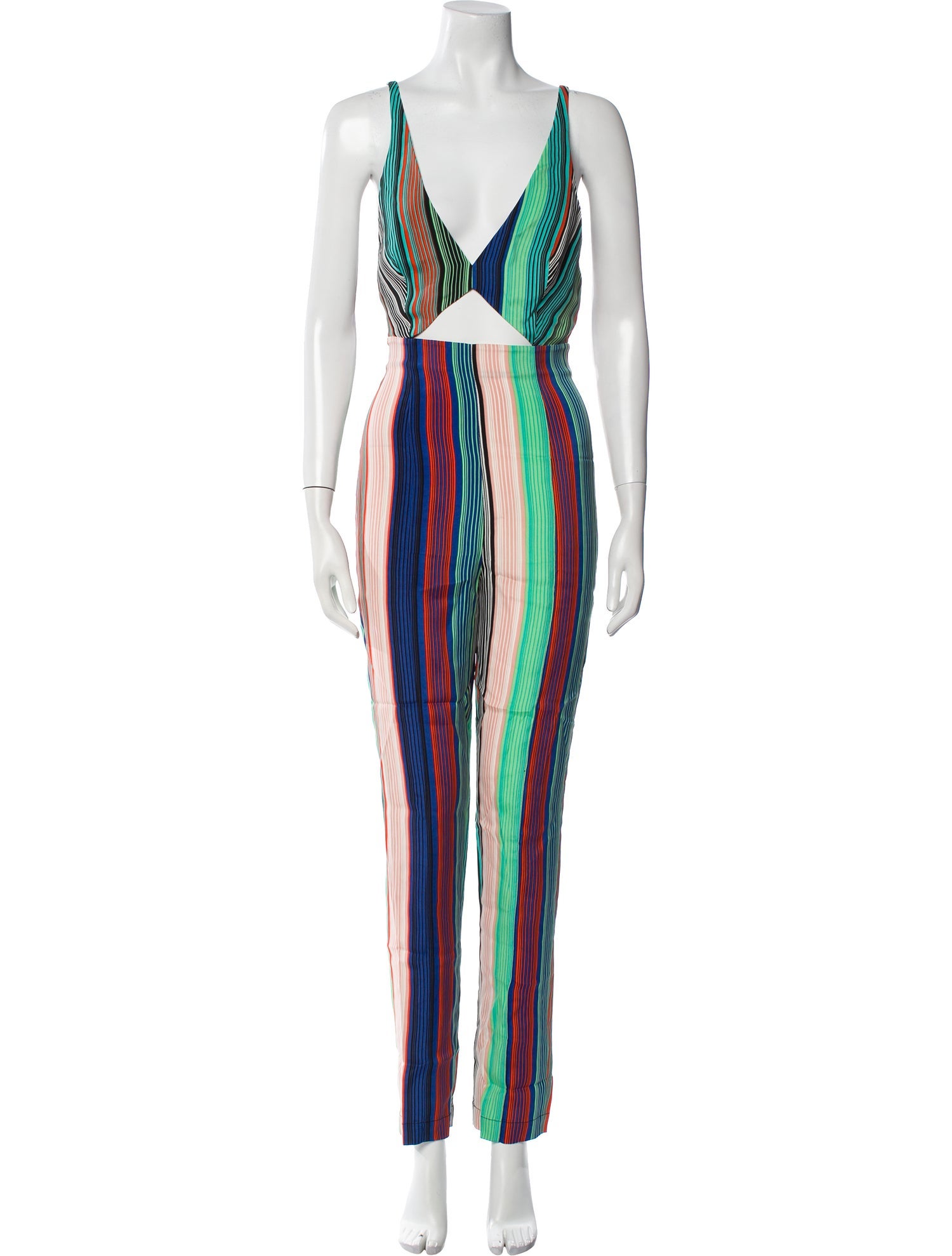 Diane von Furstenberg Striped V-Neck Jumpsuit