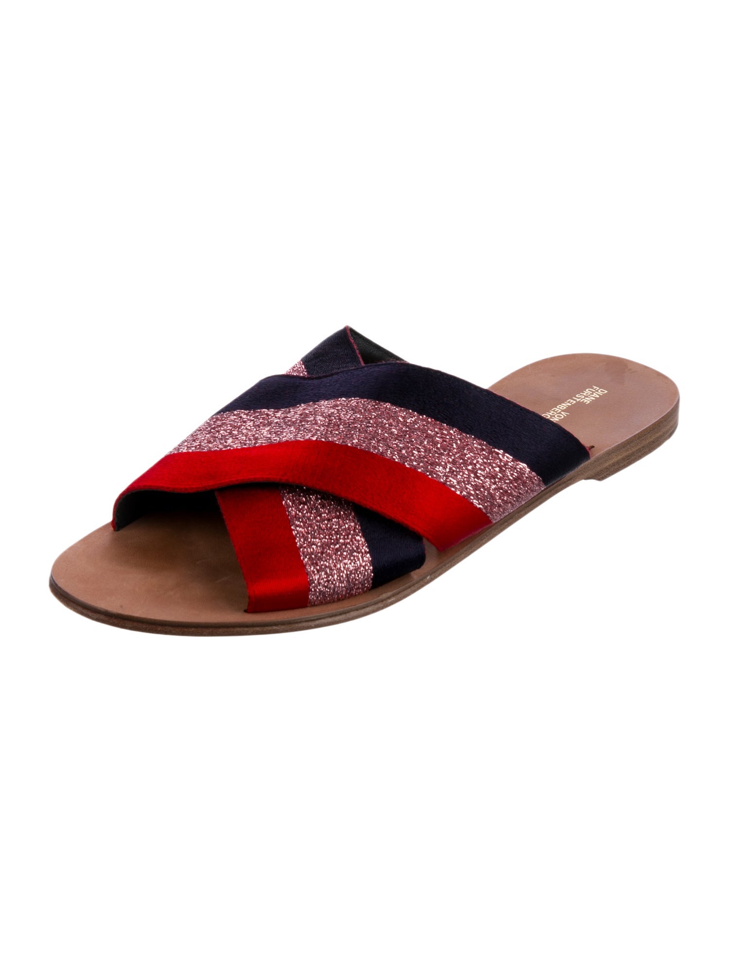 Diane von Furstenberg Colorblock Pattern Glitter Accents Slides