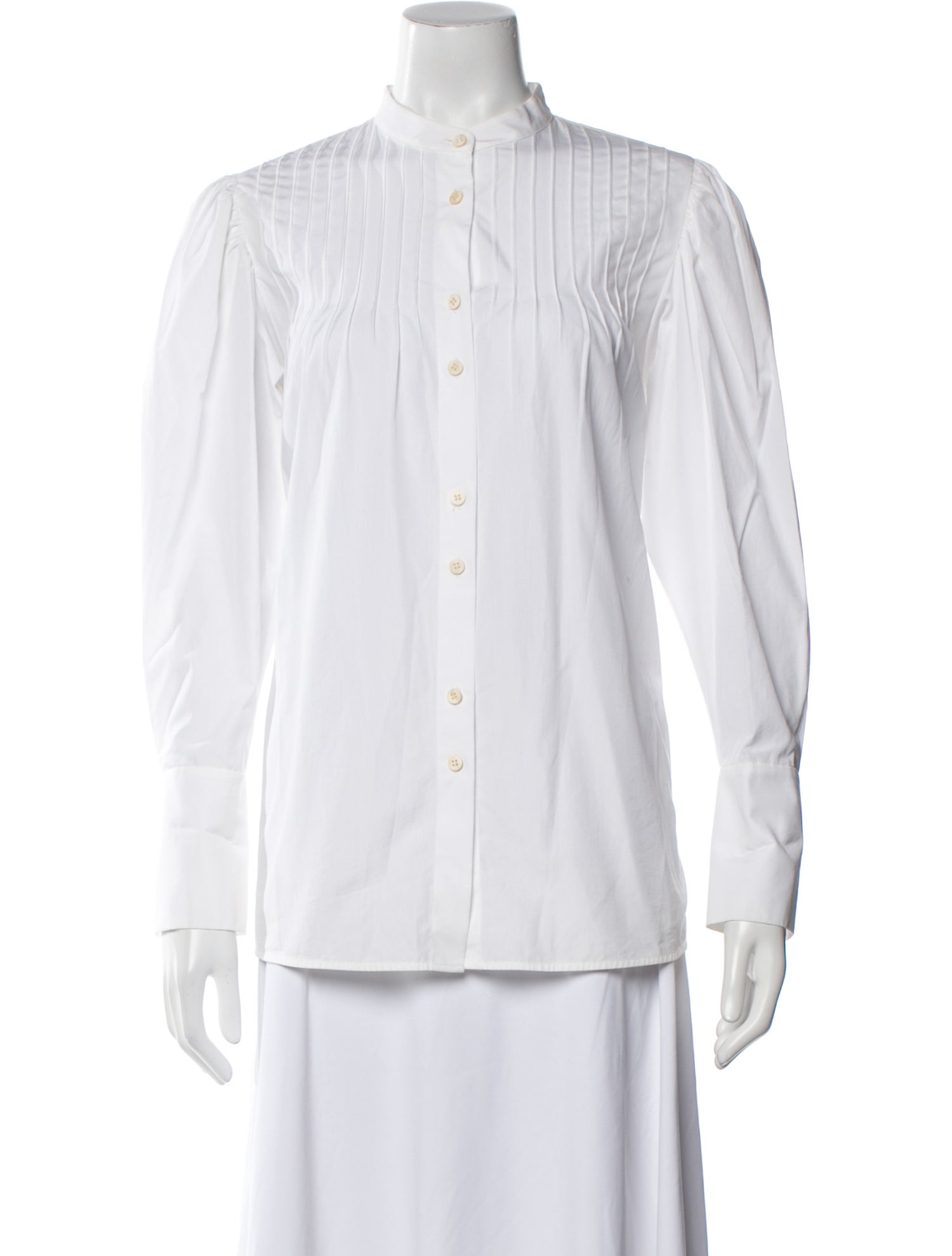 Diane von Furstenberg Mock Neck Long Sleeve Button-Up Top