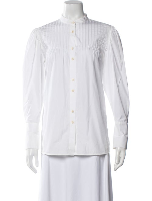 Diane von Furstenberg Mock Neck Long Sleeve Button-Up Top