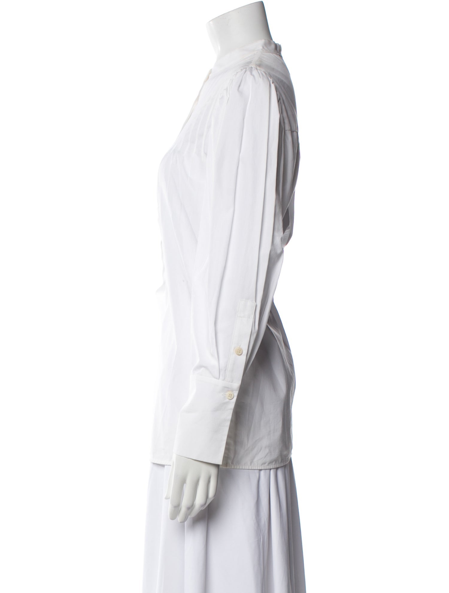 Diane von Furstenberg Mock Neck Long Sleeve Button-Up Top