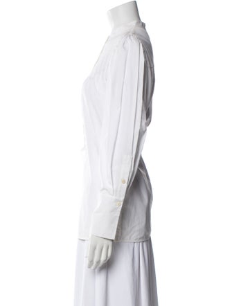 Diane von Furstenberg Mock Neck Long Sleeve Button-Up Top