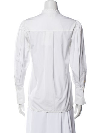 Diane von Furstenberg Mock Neck Long Sleeve Button-Up Top