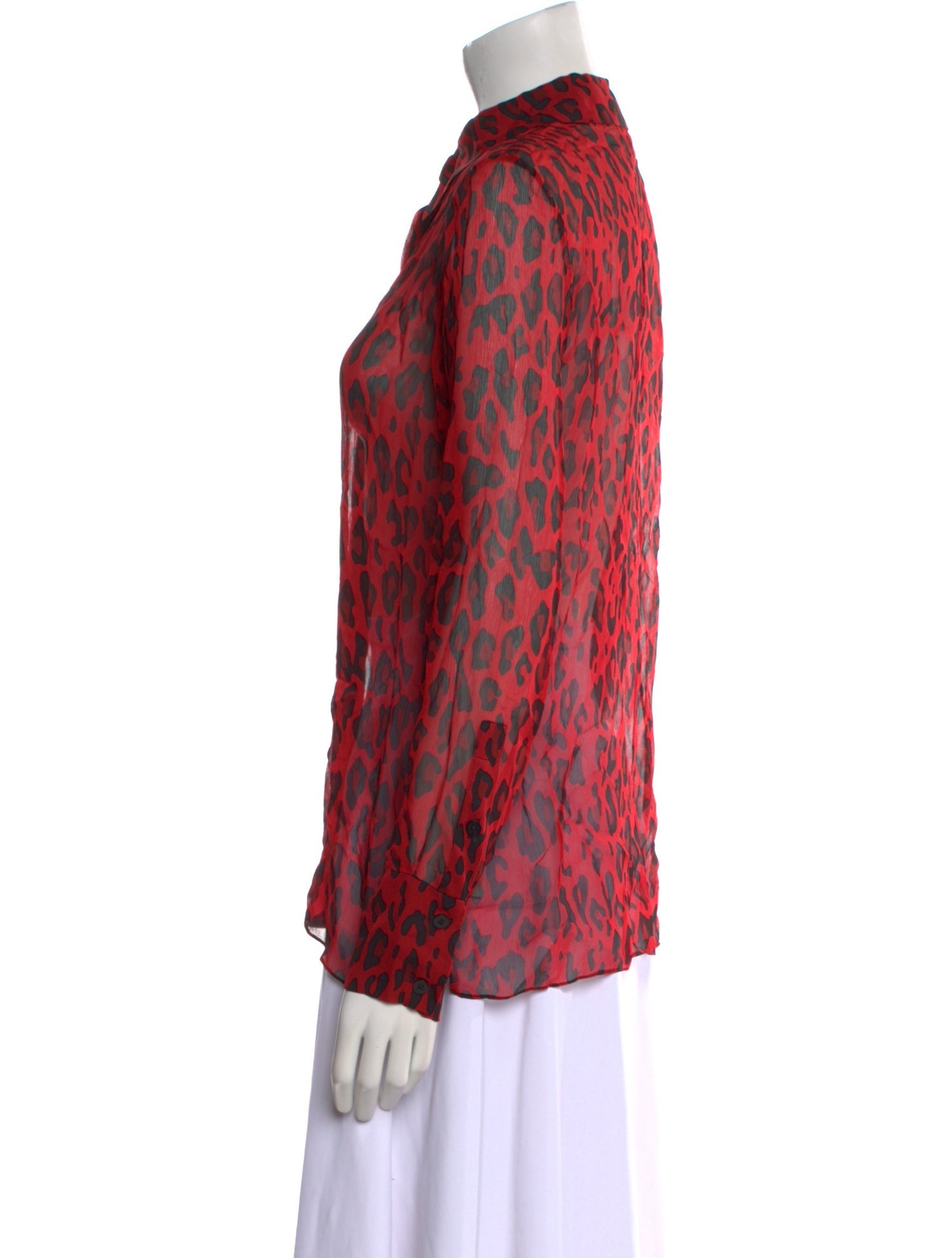 Diane von Furstenberg Silk Animal Print Button-Up Top