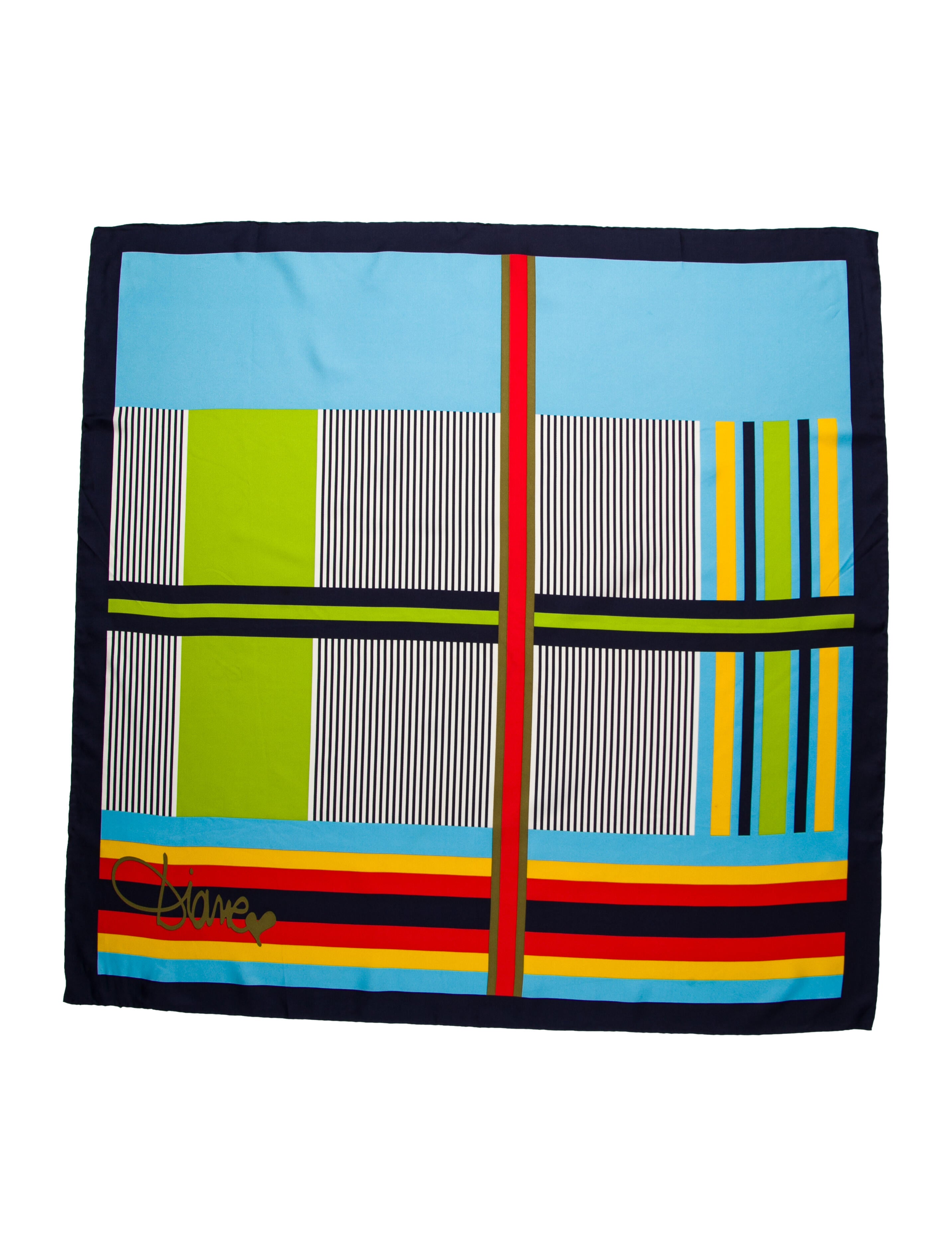 Diane von Furstenberg Silk Plaid Print Scarf