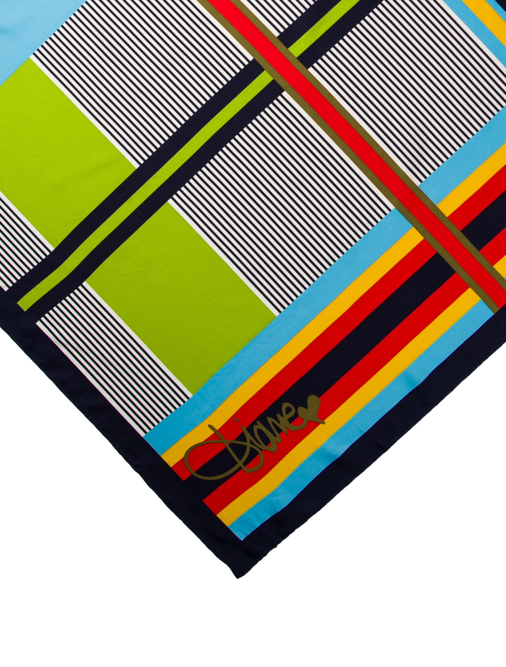 Diane von Furstenberg Silk Plaid Print Scarf