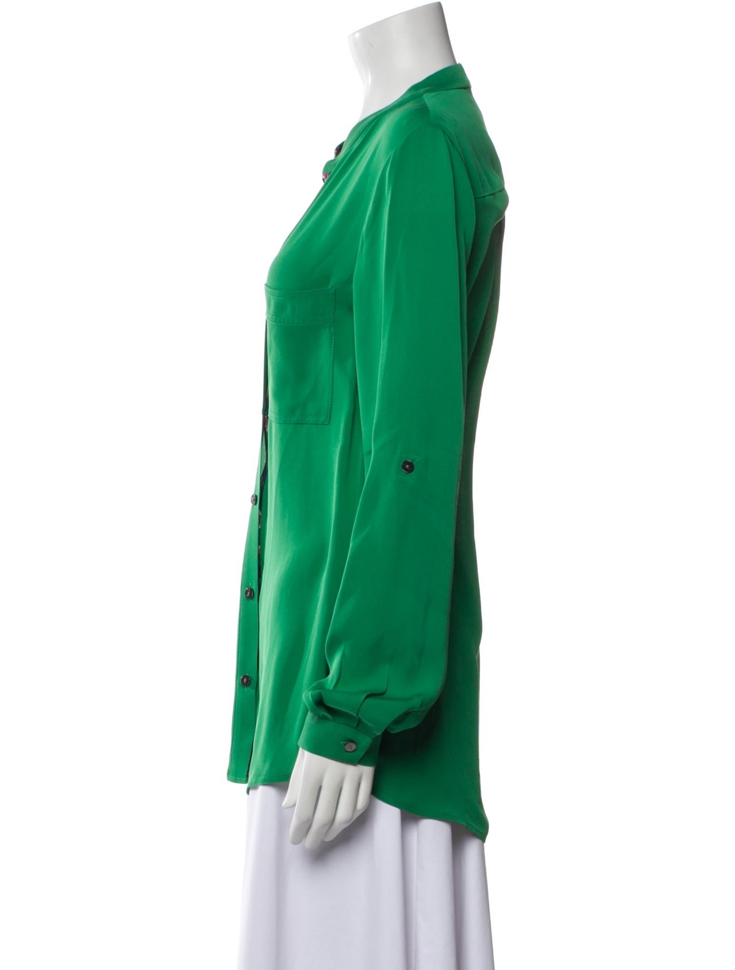 Diane von Furstenberg Silk V-Neck Button-Up Top