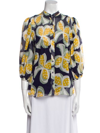 Diane von Furstenberg Silk Printed Button-Up Top