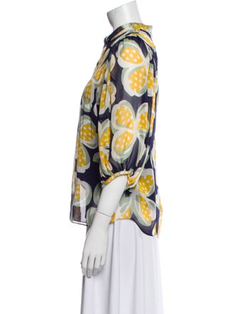 Diane von Furstenberg Silk Printed Button-Up Top