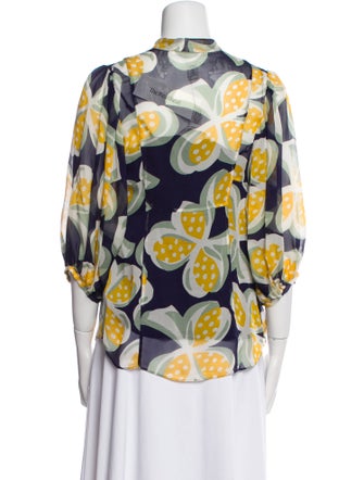 Diane von Furstenberg Silk Printed Button-Up Top