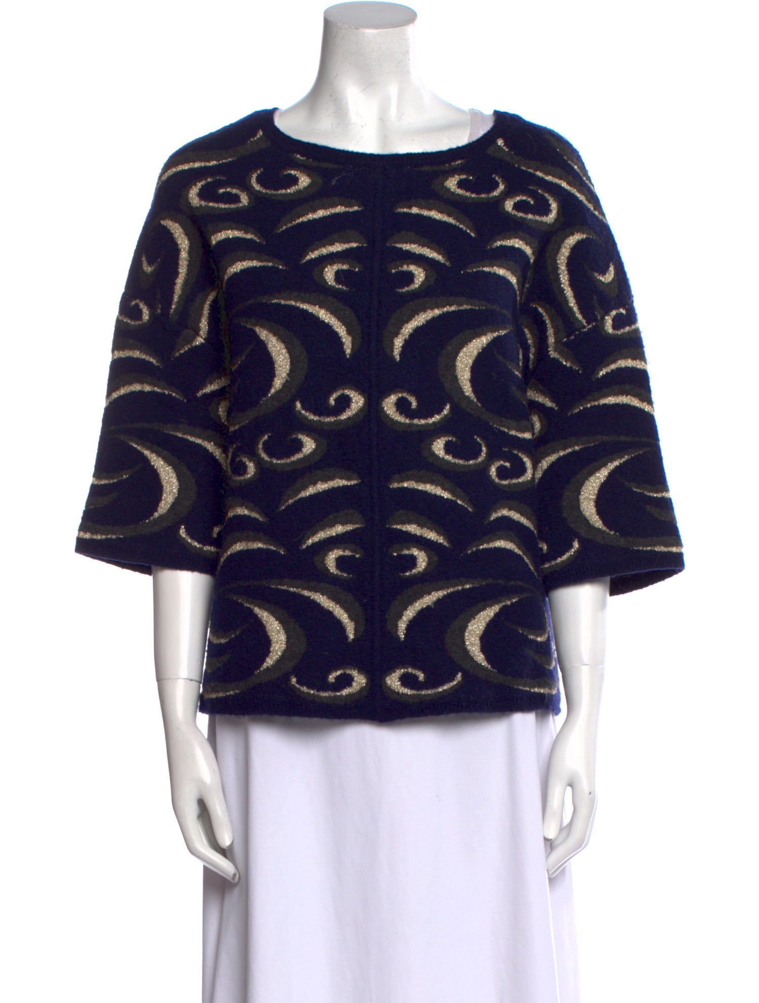 Diane von Furstenberg Printed Scoop Neck Sweater