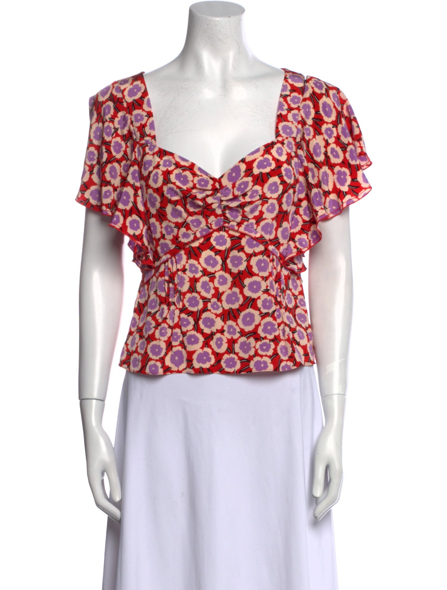 Diane von Furstenberg Silk Floral Print Blouse