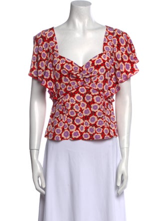 Diane von Furstenberg Silk Floral Print Blouse
