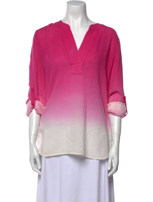 Diane von Furstenberg V-Neck Three-Quarter Sleeve Blouse