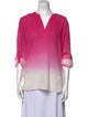 Diane von Furstenberg V-Neck Three-Quarter Sleeve Blouse