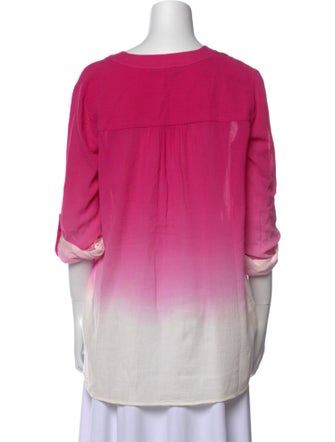 Diane von Furstenberg V-Neck Three-Quarter Sleeve Blouse