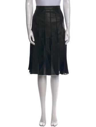Diane von Furstenberg Lamb Leather Knee-Length Skirt