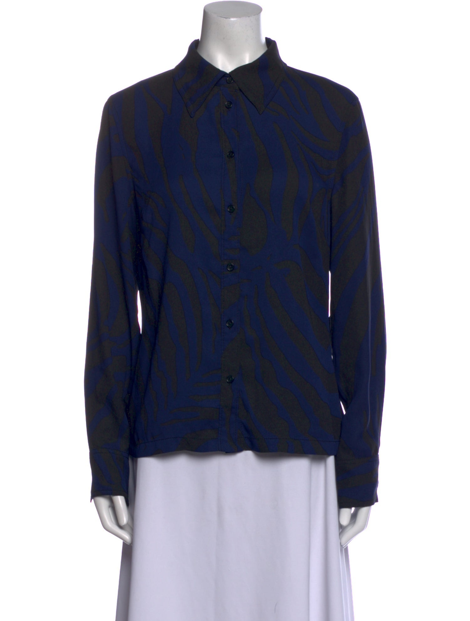 Diane von Furstenberg Printed Long Sleeve Button-Up Top